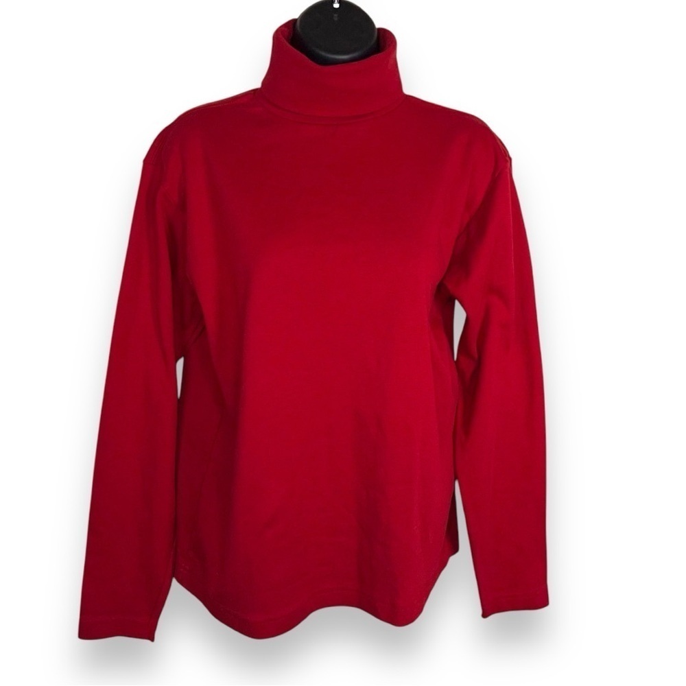 SMALL VINTAGE 90s NORTHCREST RED TURTLENECK LONG SLEEVE PULLOVER